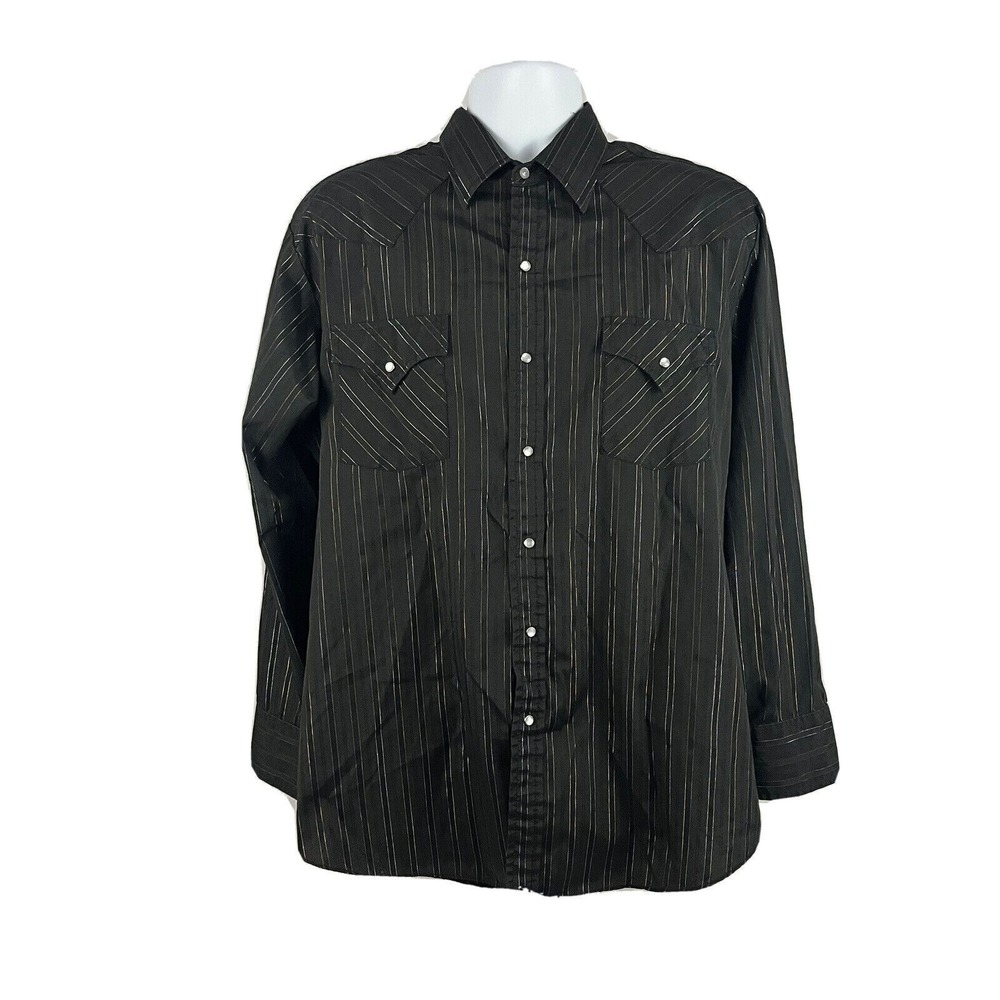 Ely Cattleman Black Western Rodeo‎ Cowboy Shirt Size XL Pearl Snaps Ranch Farm